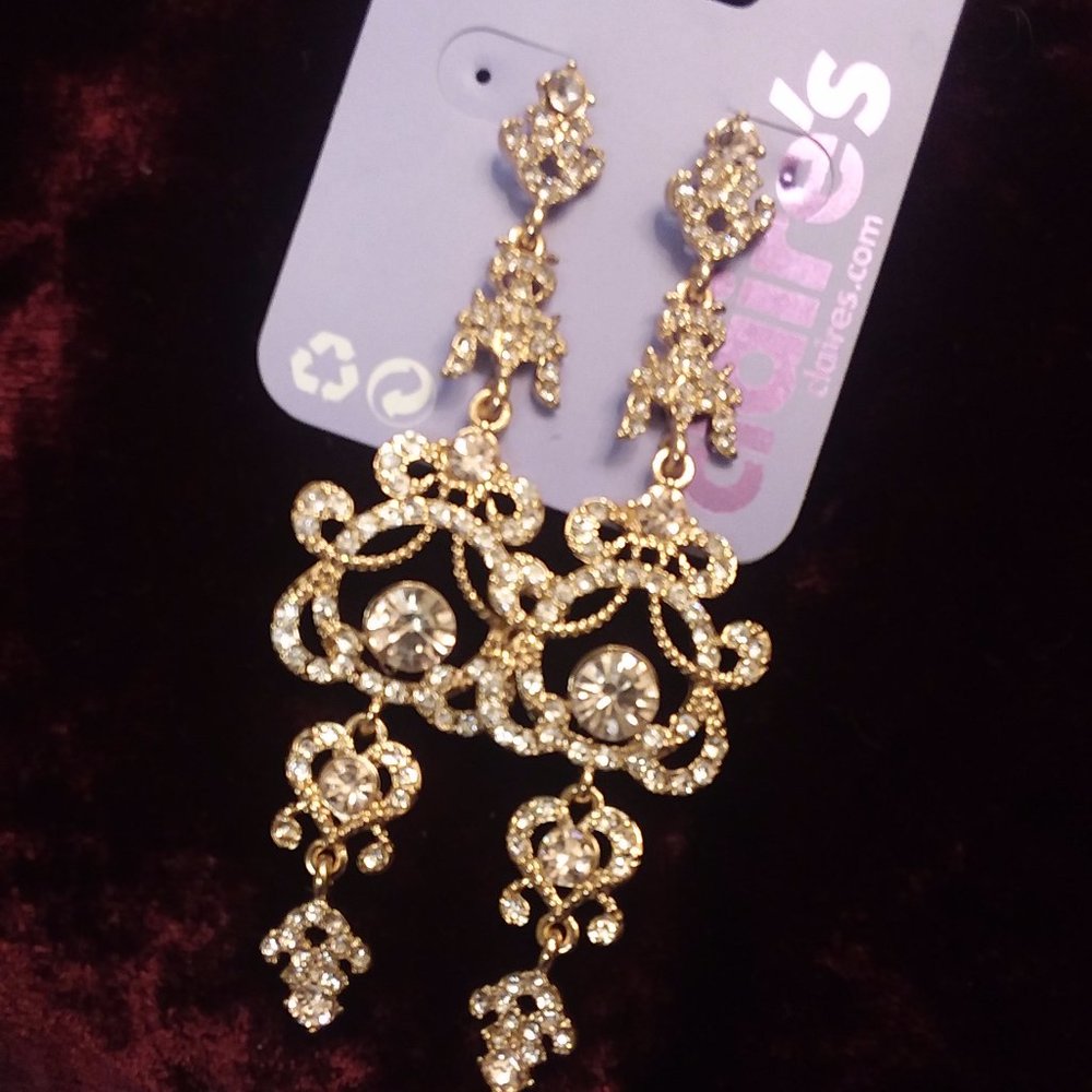 Claire's Gold Rhinestone Earrings